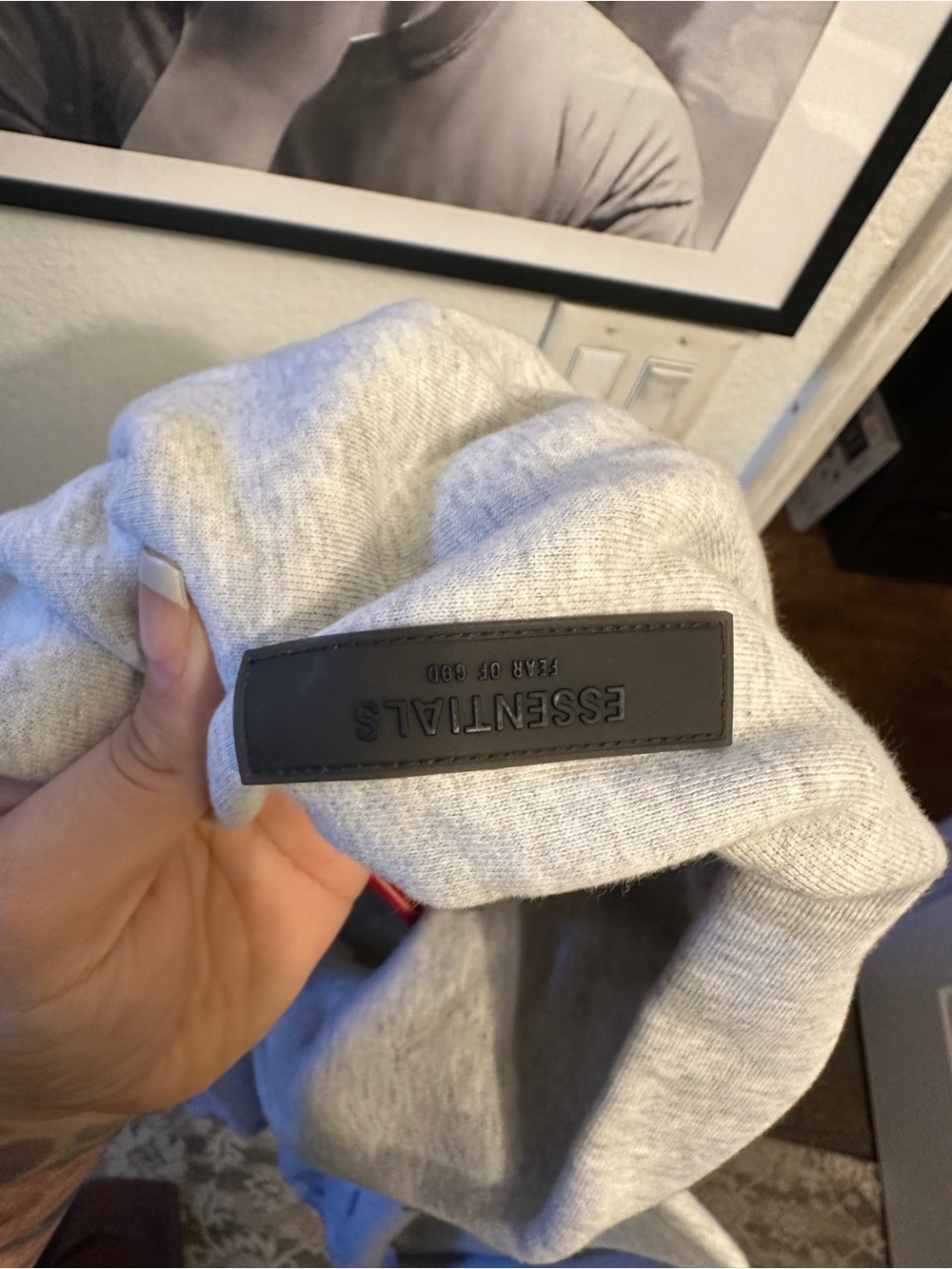 Essentials Men's Light Gray Hoodie - Picture 3 of 4